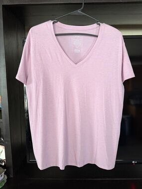 Nine West Light Pink V-Neck Short Sleeve Tee